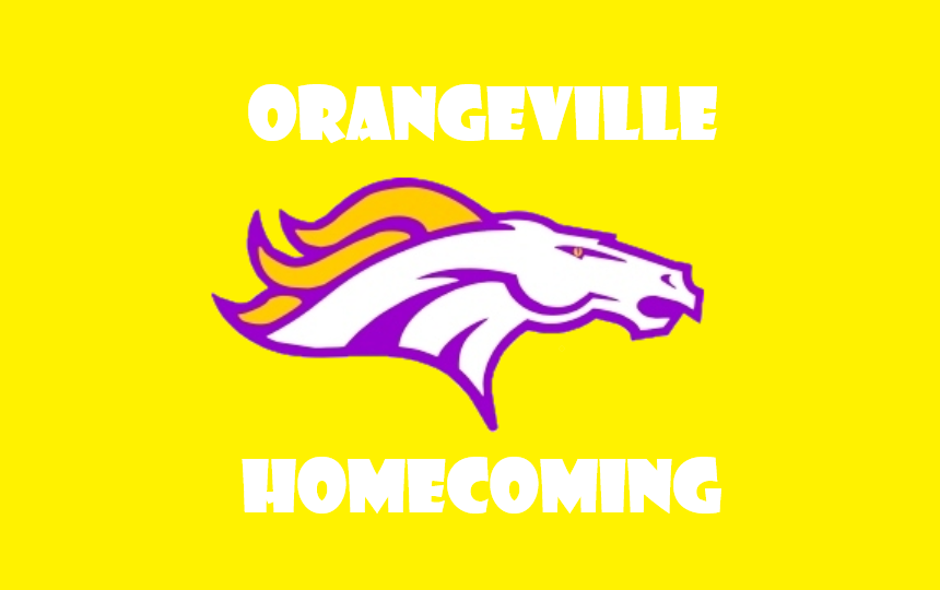 Orangeville Homecoming with bronco logo