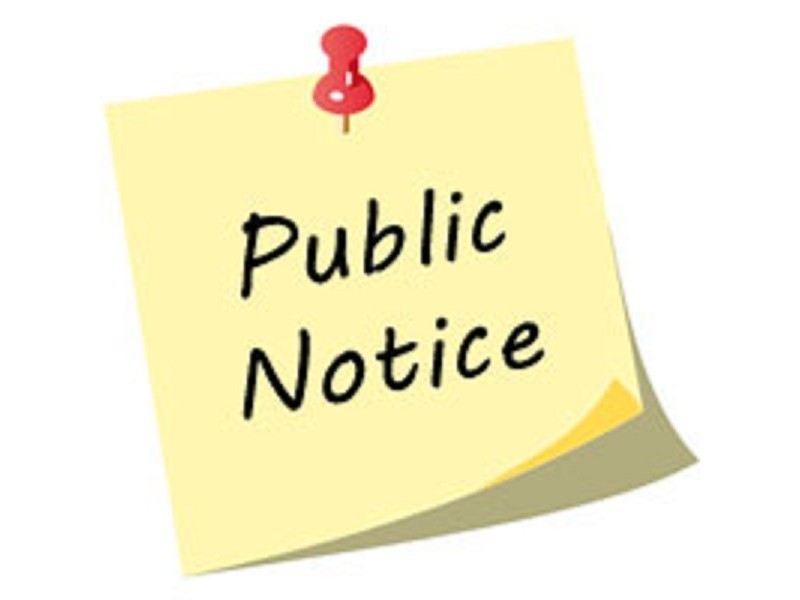 Yellow note with words Public Notice