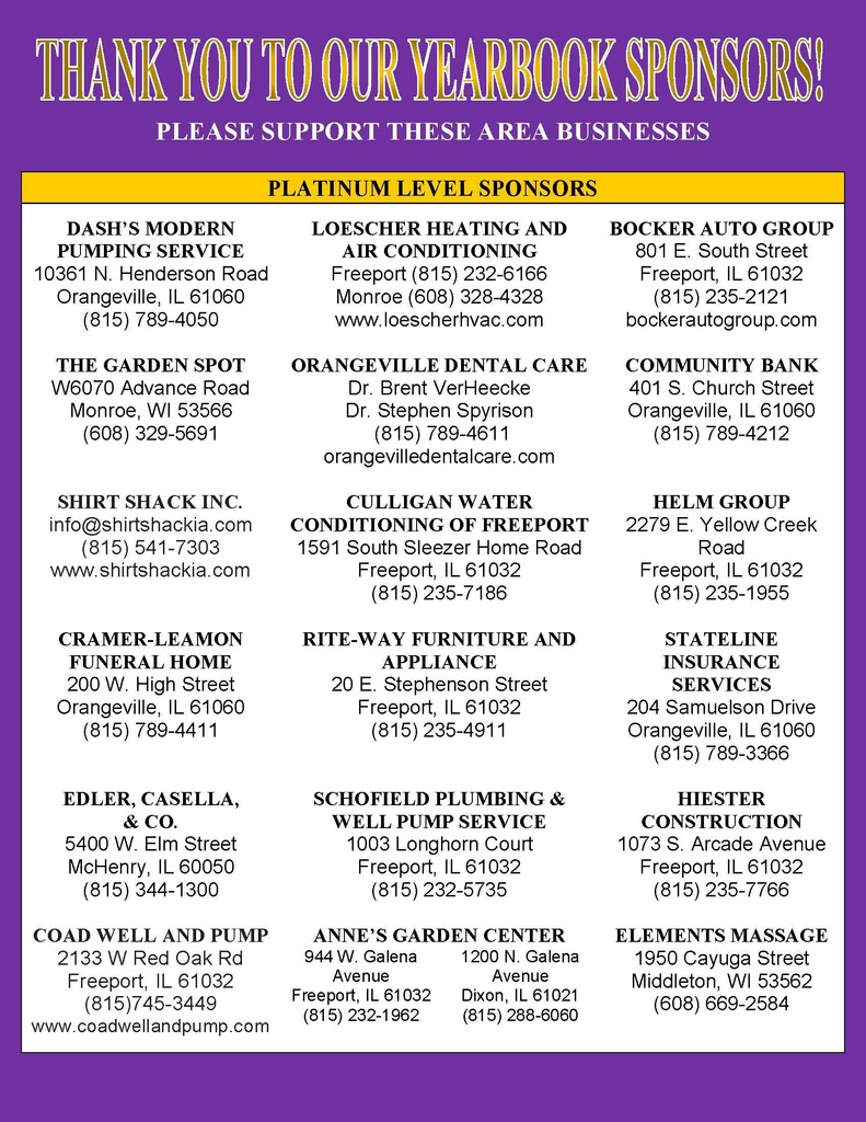 Yearbook sponsors