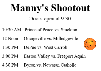 Manny's Shootout schedule