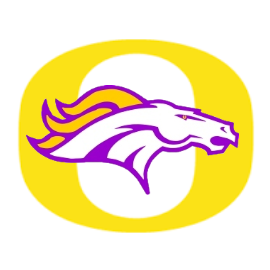 Bronco logo with a yellow O background