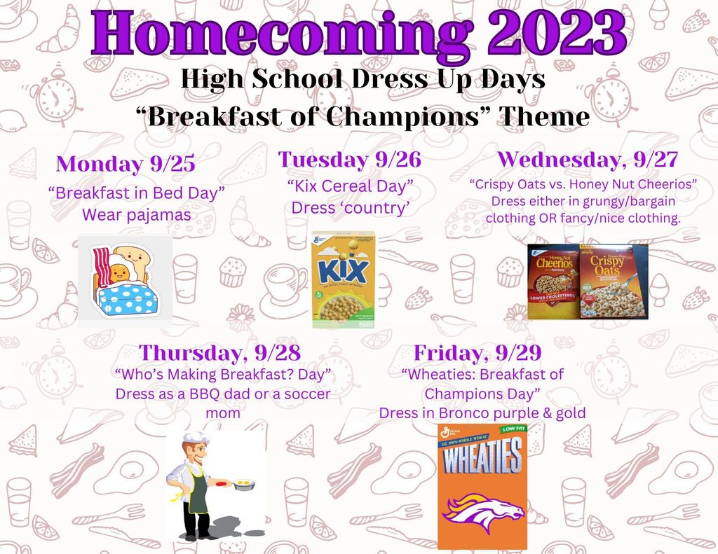 Homecoming 23 HS dress up days