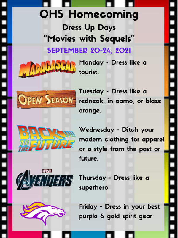 Homecoming dress up days list