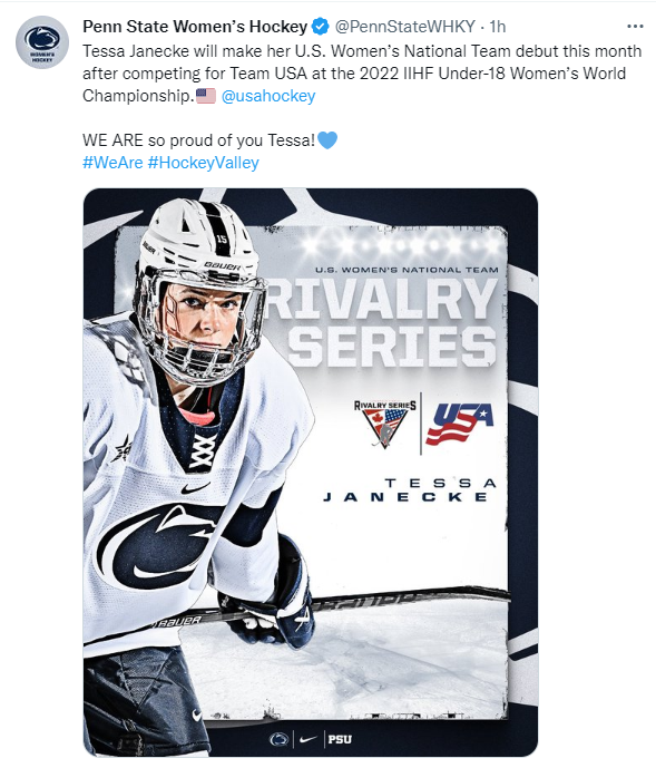 Penn State Women's Hockey post about Tessa
